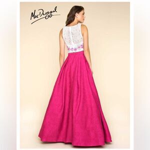 Mac Duggal Fuchsia Pink Ball Gown Brocade Skirt Size 2 Style Formal 40649H